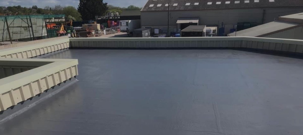 Large commercial GRP flat roof installation