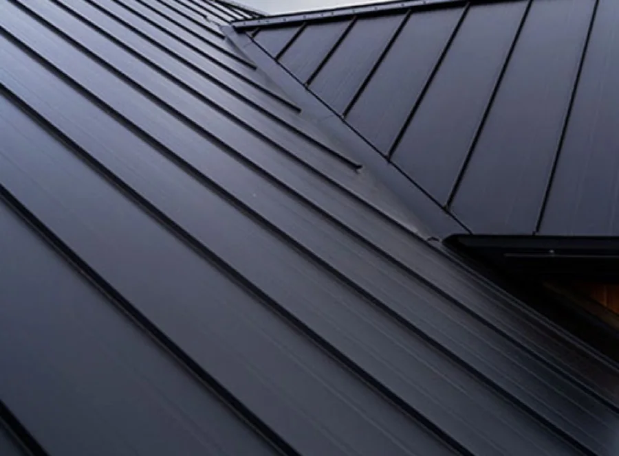 Standing seam metal roofline detail